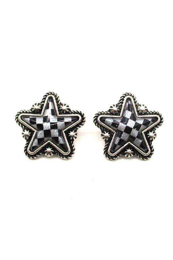 Checkered Star Earrings
