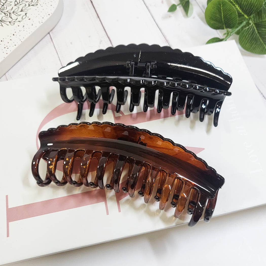 Extra Large Dark Glossy Color Hair Claw Clip: Assorted Color / ONE SIZE(12)