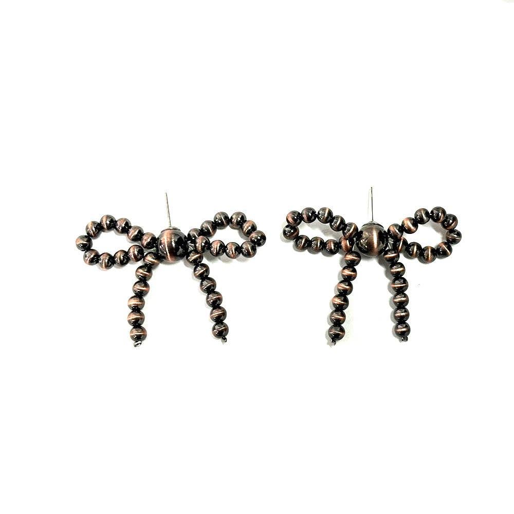 WESTERN NAVAJO PEALR RIBBON EARRINGS: Silver