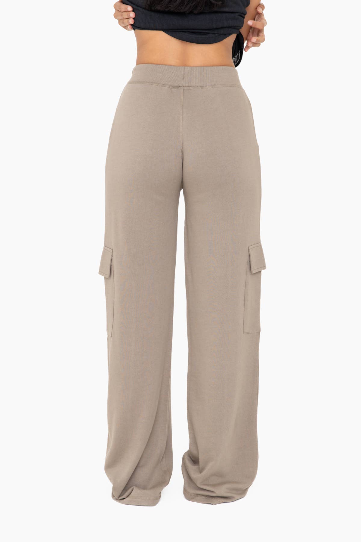 Organic Cotton Blend Cargo Trousers: WARM GREY