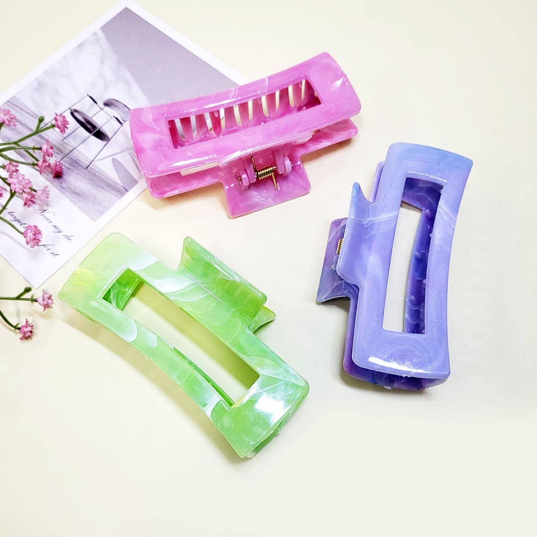 Marble Color Hair Claw Clip: Assorted Color / ONE SIZE(12)