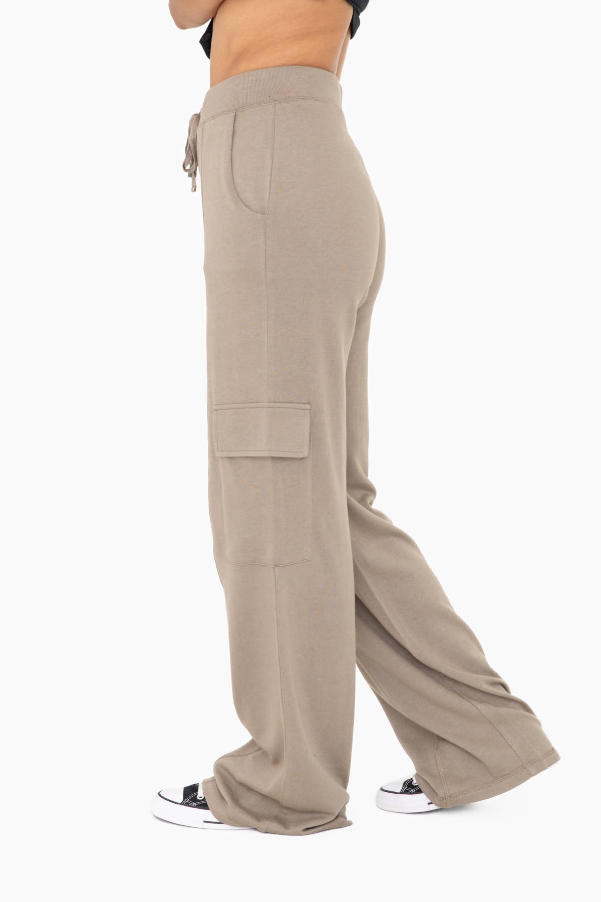 Organic Cotton Blend Cargo Trousers: WARM GREY
