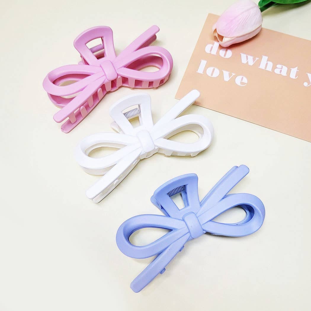 Matte Color Ribbon Shaped Hair Claw Clip: Assorted Color / ONE SIZE(12)
