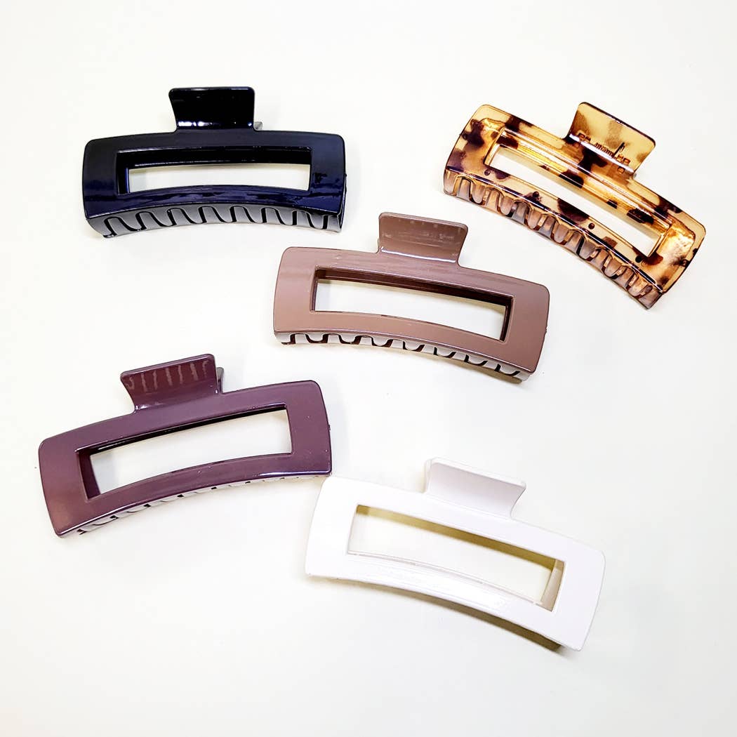 Large Size Dark Color Glossy Hair Claw Clip: Assorted Color / ONE SIZE(12)