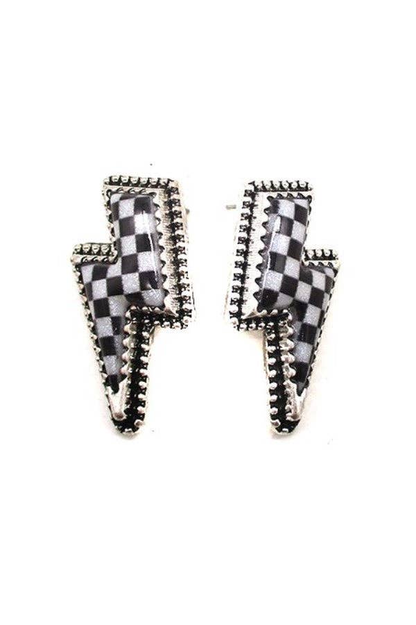 Checkered Bolt Earrings