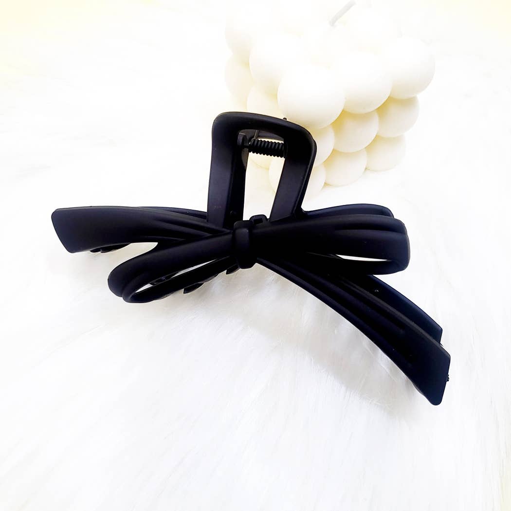 Matte Color Ribbon Shape Hair Claw Clip: Assorted Color / ONE SIZE(12)