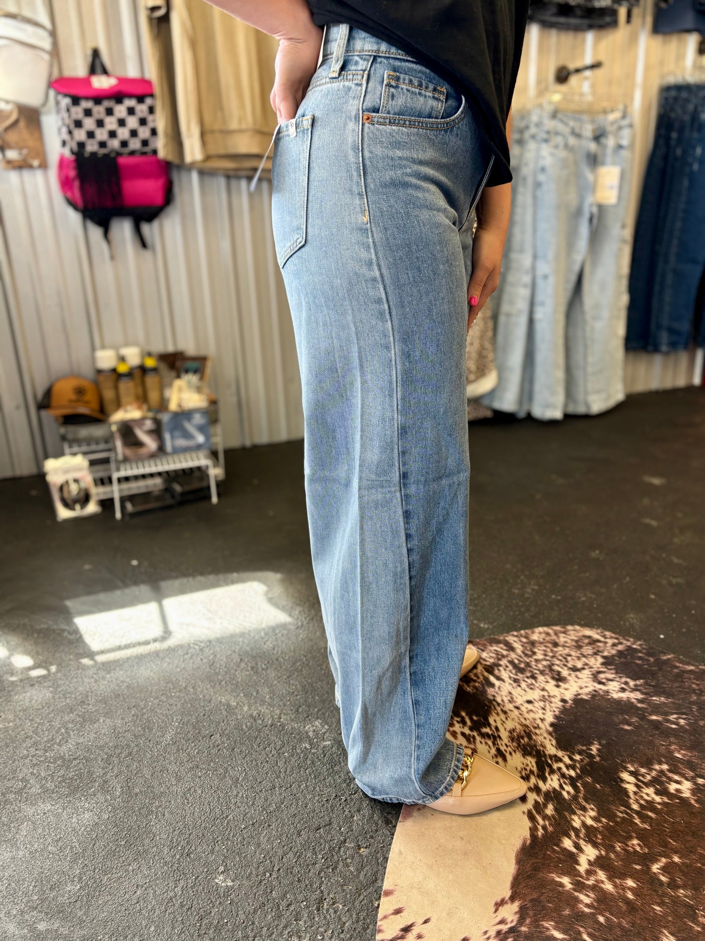 Duo Tone Wide Leg Jeans