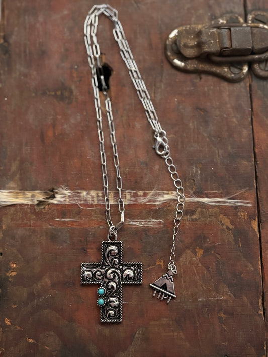 Etched Cross Necklace