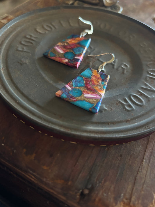 Genuine Turquoise & Spiny Oyster Earrings