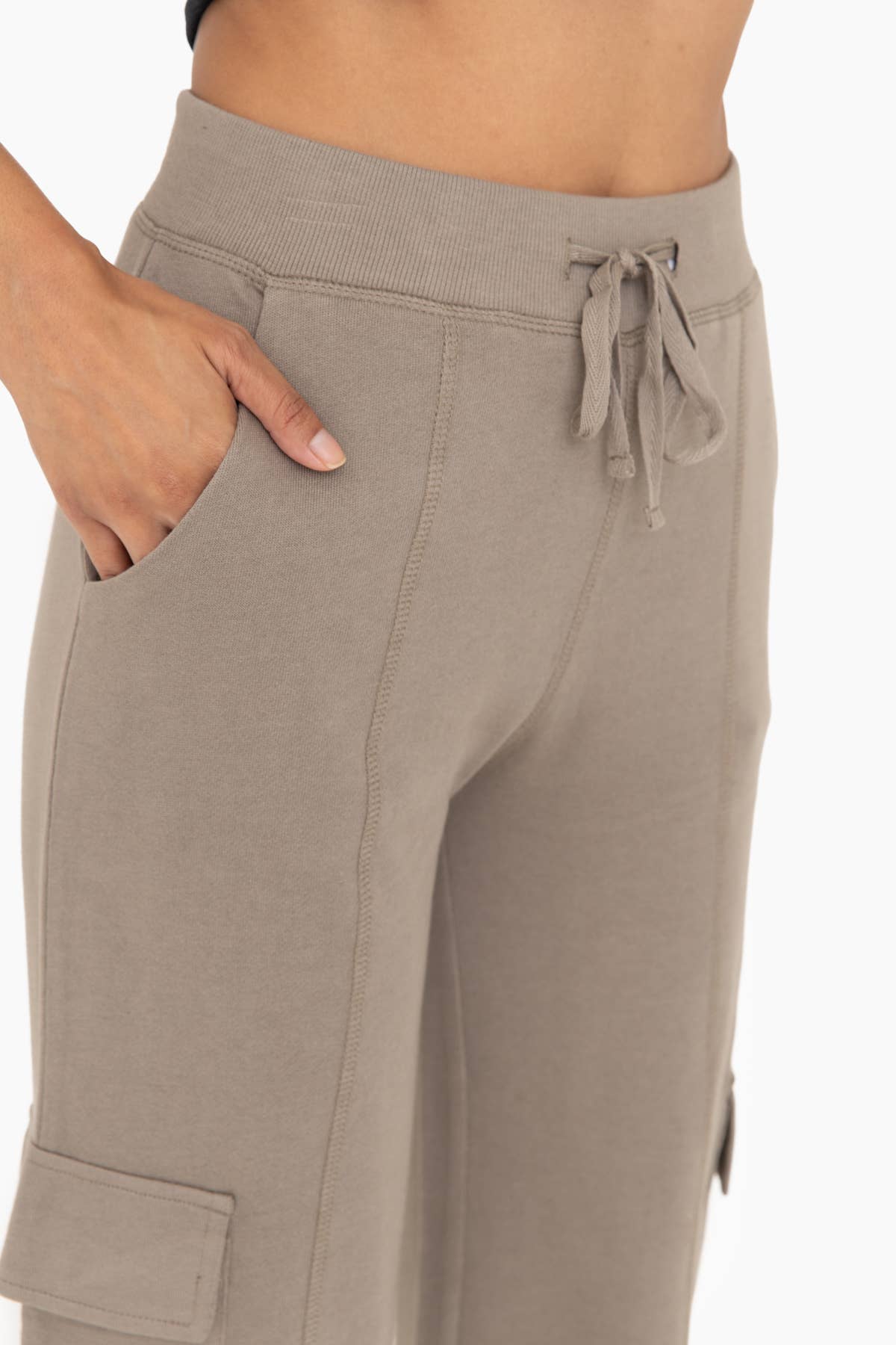 Organic Cotton Blend Cargo Trousers: WARM GREY