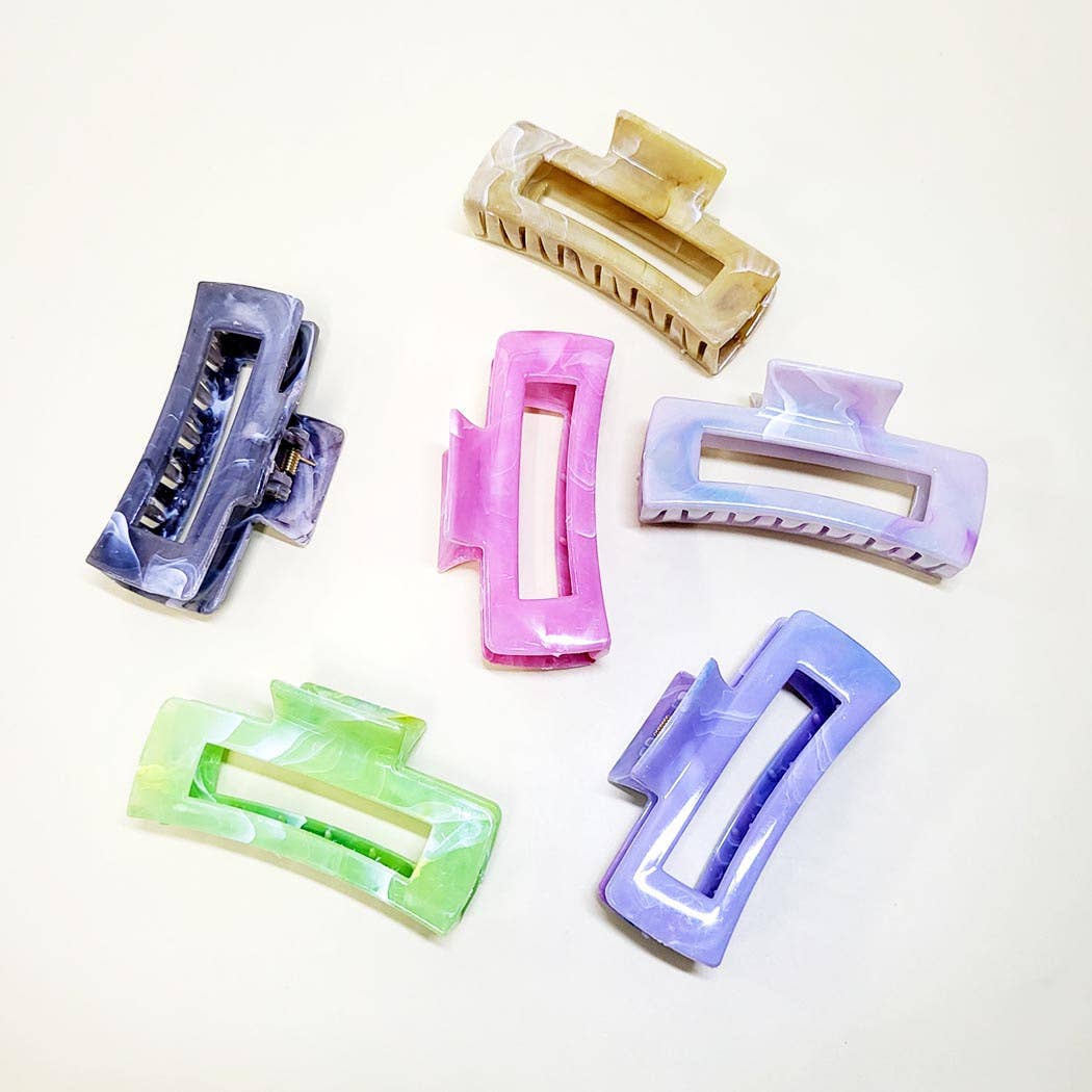 Marble Color Hair Claw Clip: Assorted Color / ONE SIZE(12)