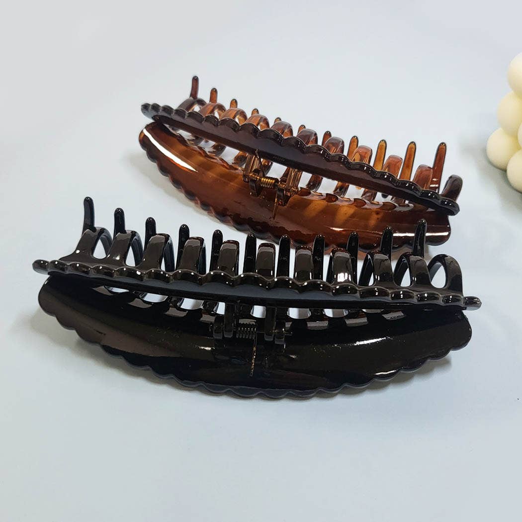 Extra Large Dark Glossy Color Hair Claw Clip: Assorted Color / ONE SIZE(12)