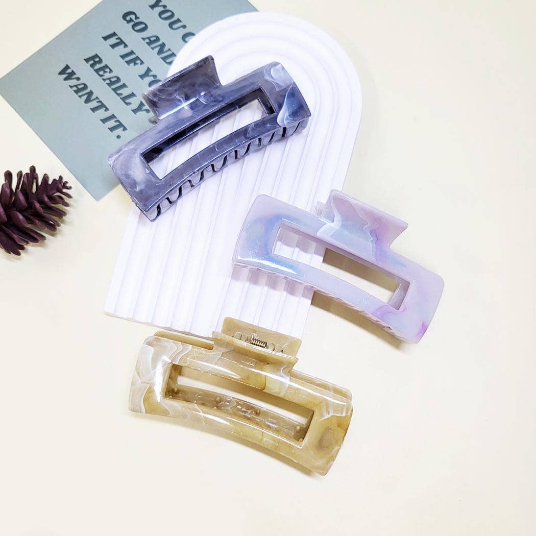 Marble Color Hair Claw Clip: Assorted Color / ONE SIZE(12)