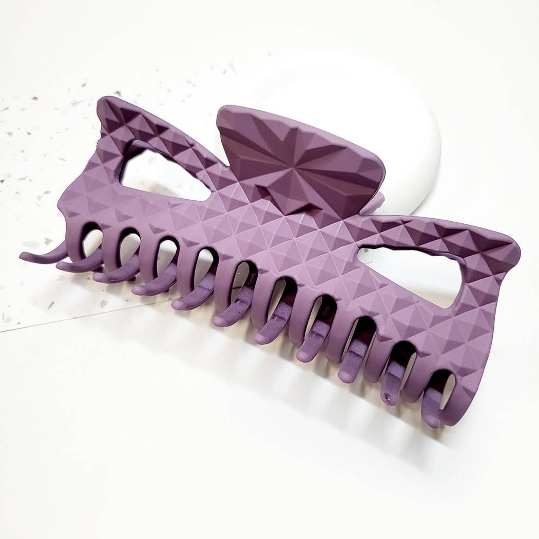 Large Size Embossed Matte Color Hair Claw Clip: Assorted Color / ONE SIZE(12)