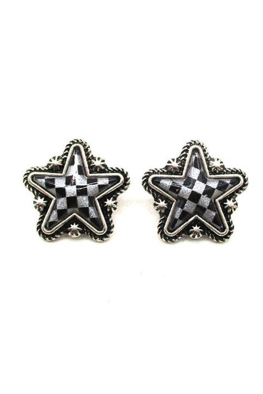 Checkered Star Earrings