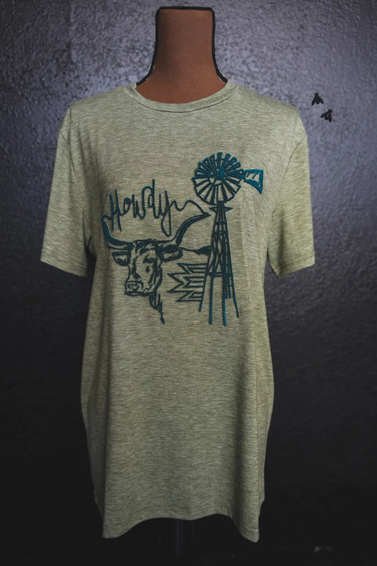 Howdy Brush Embroidered Tee