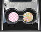 Floral and Pink Check Car Coaster Set