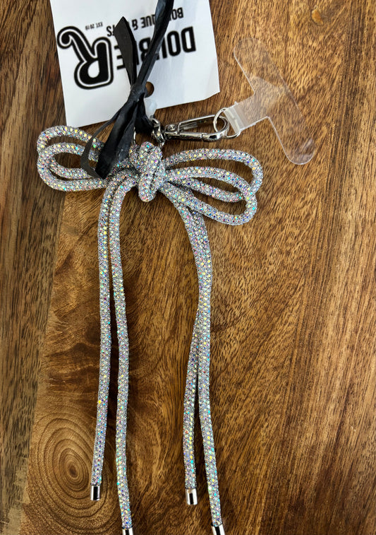 Rhinestone Bow Phone Charm