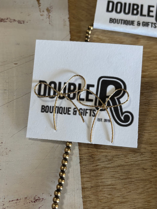 Dainty Gold Bow Earrings
