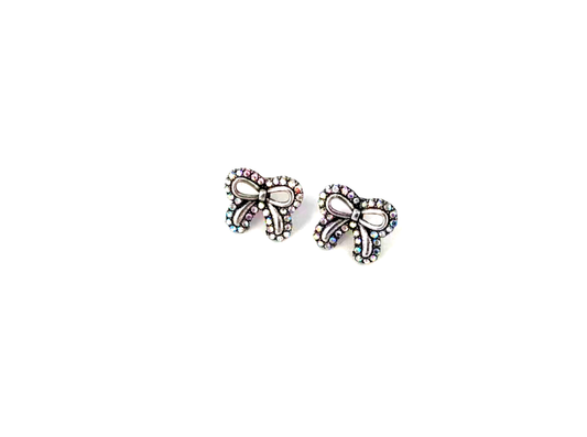 WESTERN CRYSTAL RIBBON EARRINGS: Gold