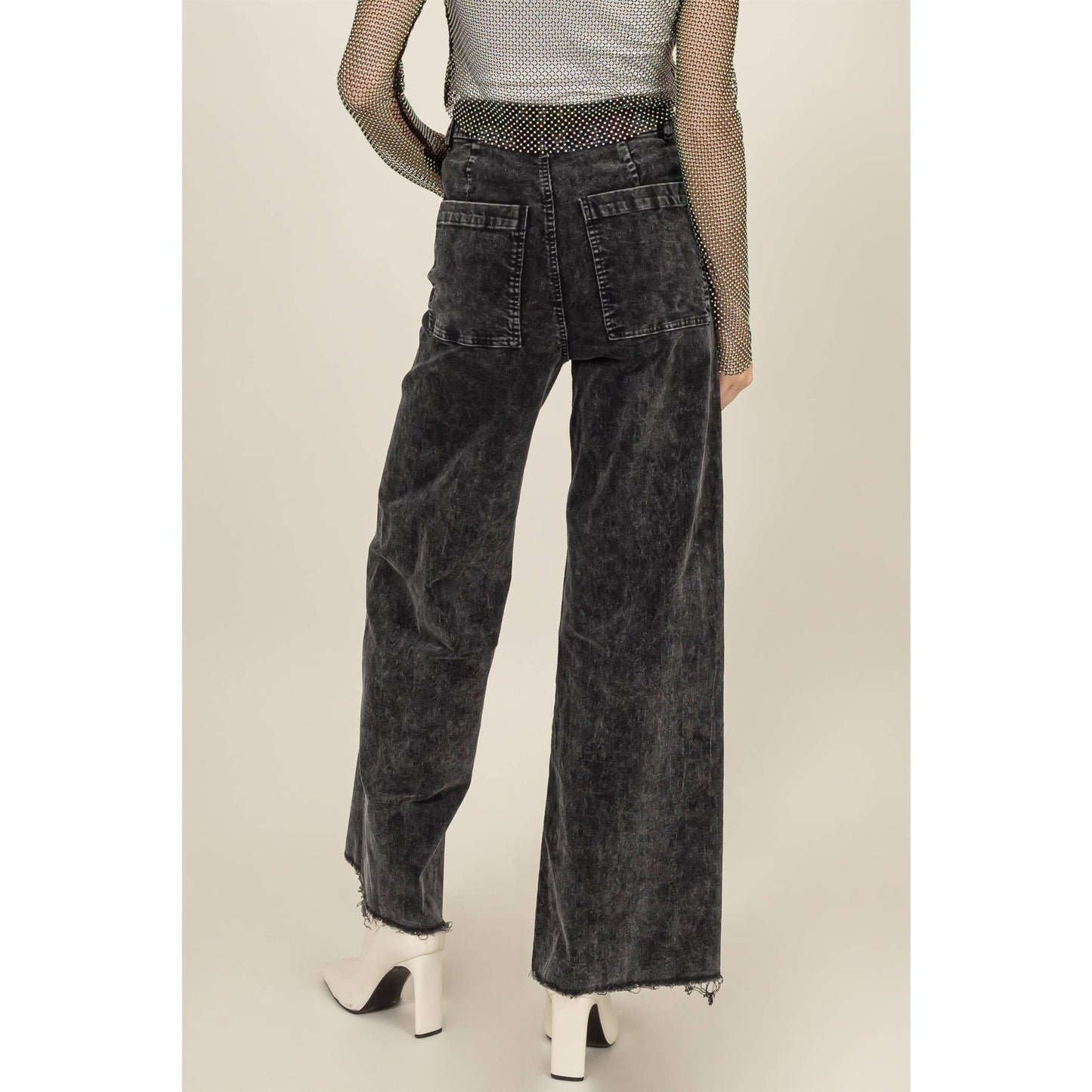 Black Wash Corduroy Pants