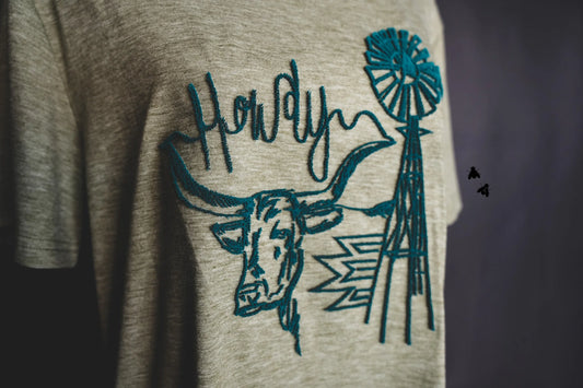 Howdy Brush Embroidered Tee