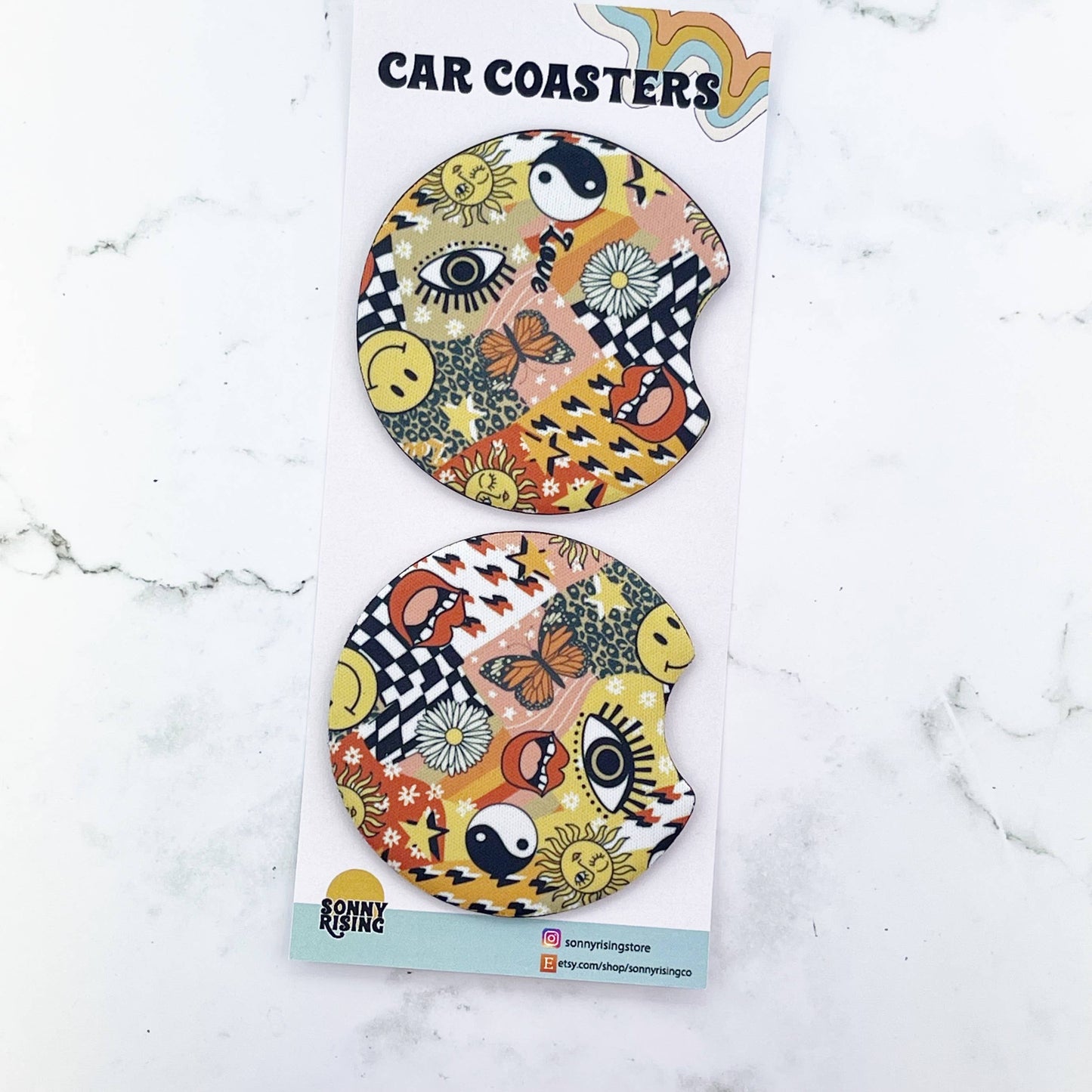 Orange Retro Car Coaster Set