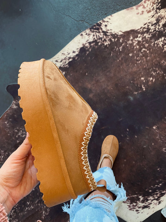 Embroidered Platform Slip-On *Tan