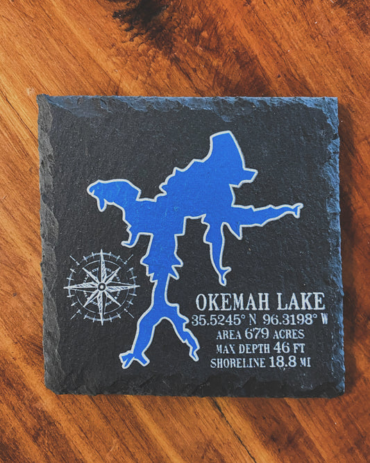 Okemah Lake Slate Coaster