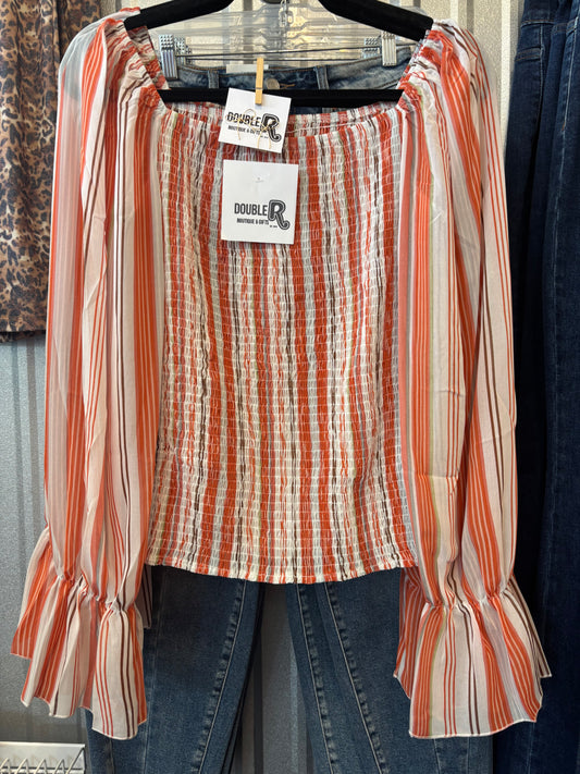Fall For You Striped Blouse O/S