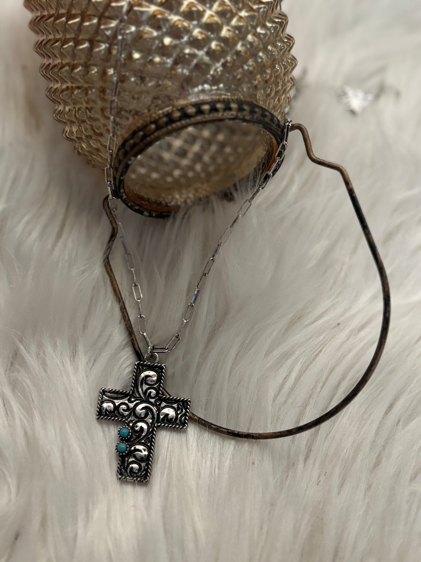 Etched Cross Necklace