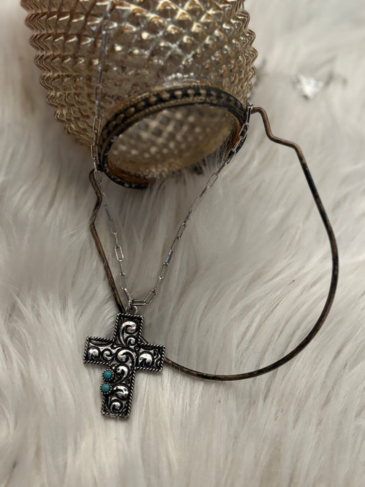 Etched Cross Necklace