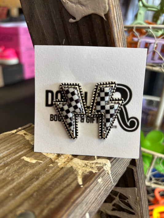 Checkered Bolt Earrings