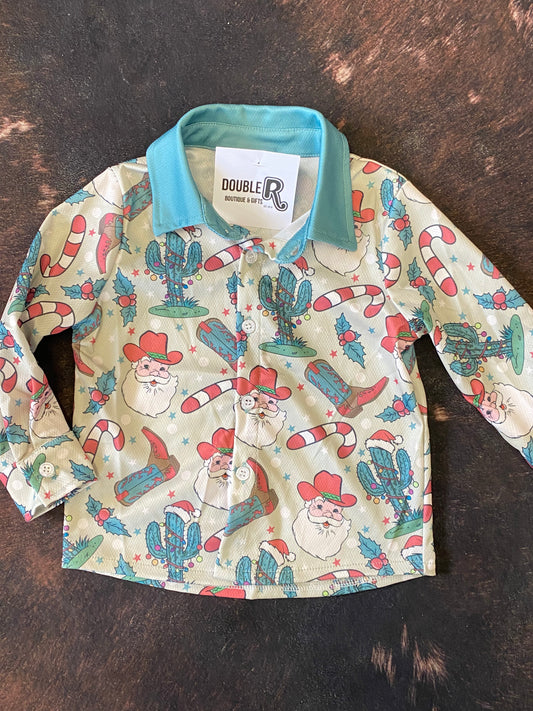 Western Santa Button Up