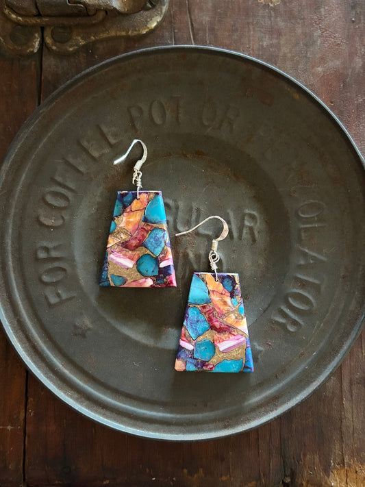 Genuine Turquoise & Spiny Oyster Earrings